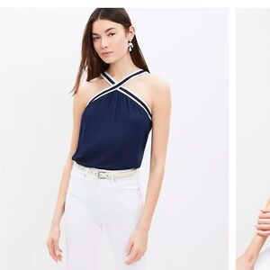 Navy Blue Halter Top LOFT (NWT)